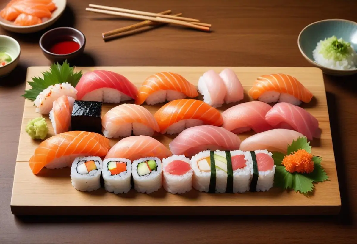 Njut av nigiri sushi illustration